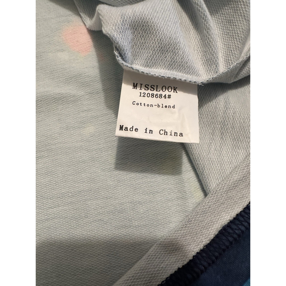 Misslook Hippie Party Tee Shirt Tunic Blouse Womens XL Blue Hummingbird Confetti - Picture 9 of 16